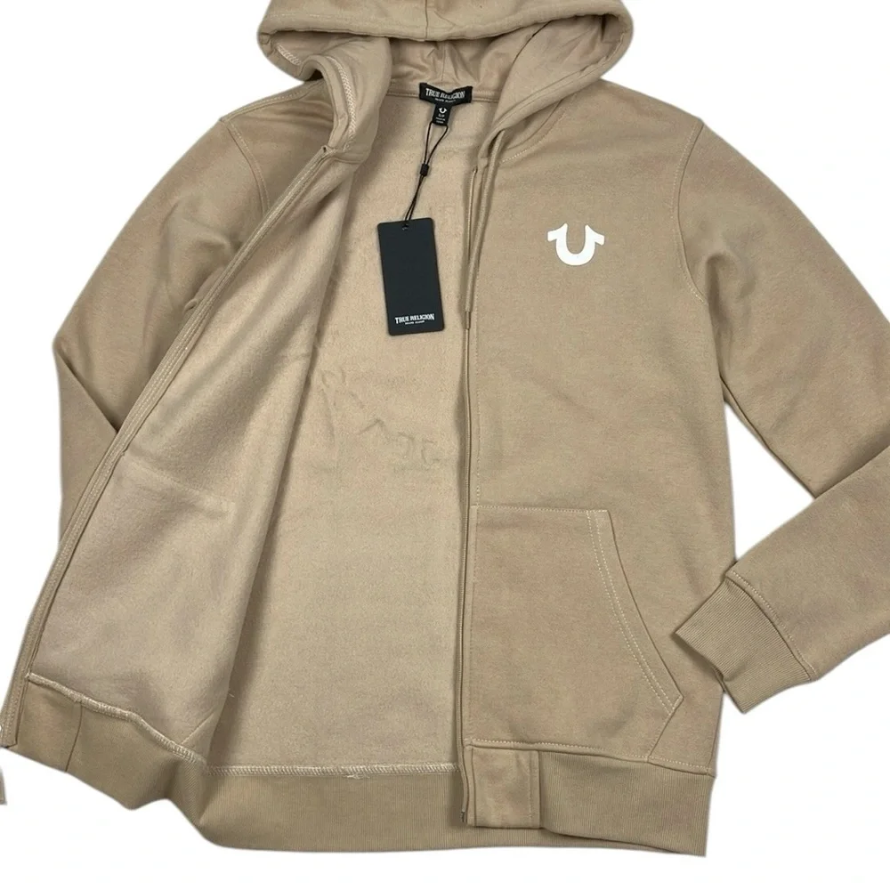 True Religion Zip Hoodie Buddha Logo Seal Sweatshirt NWT